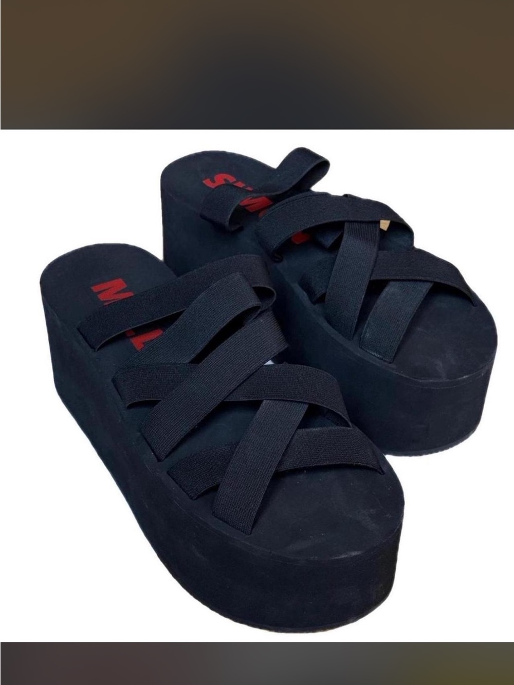 Simon Miller Black Crisscross Platform Slide Sandals
